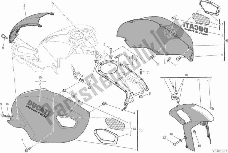 Todas as partes de Carenagem do Ducati Monster 796 ABS-DMT 2014